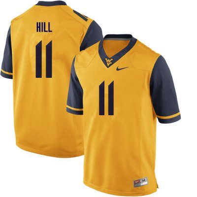 Men's West Virginia Mountaineers NCAA #11 Chase Hill Yellow Authentic Nike Stitched College Football Jersey VV15M50JW